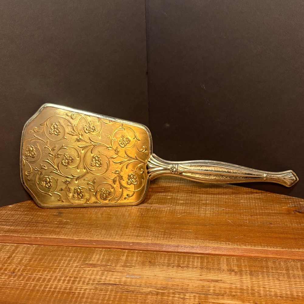 Rare Vintage Mid Century Modern Gold Tone Brass Vanity Mirror 1950's